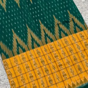 Half half saree green yellow